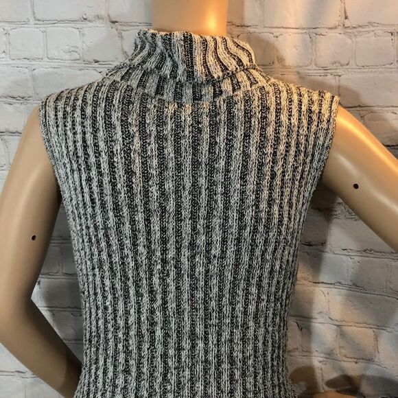 Gray Ribbed Turtleneck Knit Sleeveless Sweater Dress OSFM - Picture 9 of 14